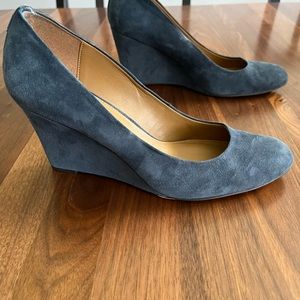 Coach Blue Suede Wedge Shoes Size 8 EUC